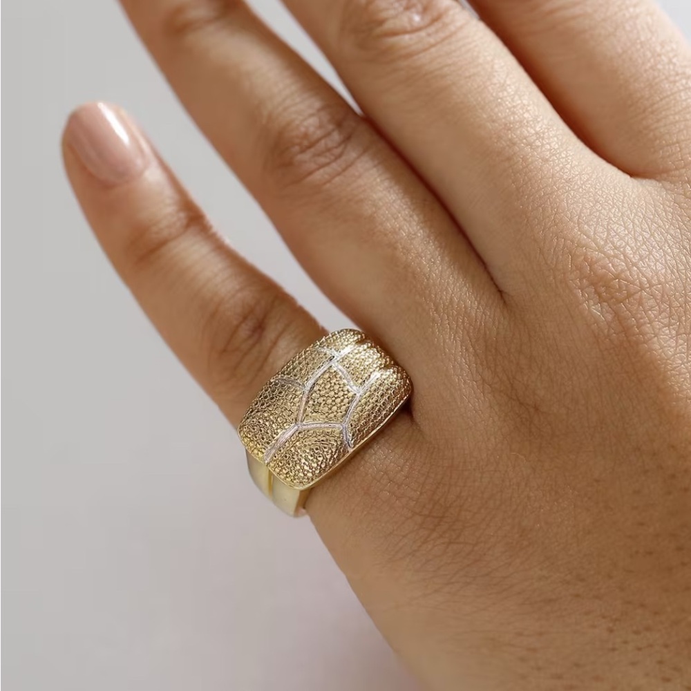 Stamped Yellow Diamond Accent Ring in 18kg Plated by Karis